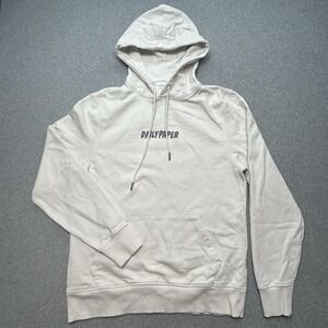 Daily Paper White Pullover Graphic Hoodie Size M Distressed